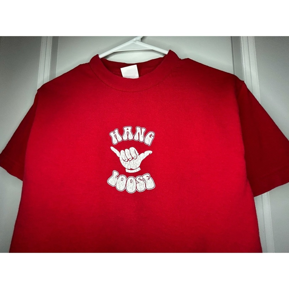 Vintage Y2k "Hang Loose" Hawaiian‎ Surf Graphic T-Shirt Size Mens Small